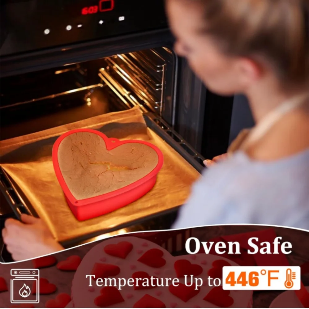 Heart Shaped Cake Pans 10 Inch 2pcs Nonstick Silicone Heart Cake Mold NWT